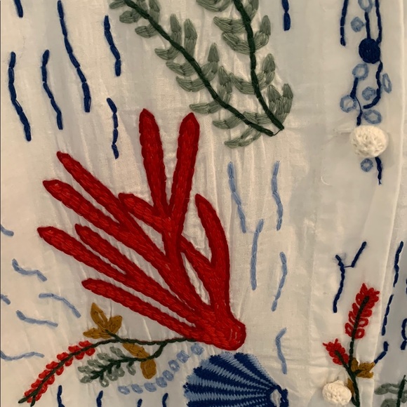 Zara Women's Long Embroidered Swimsuit Cover Up Women's Large Sea Motifs - Picture 4 of 8